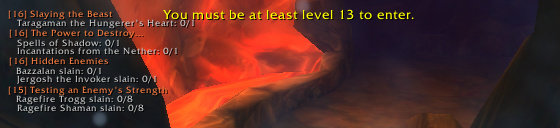 More information about "minimum level to enter instance "Ragefire Chasm" is too high"